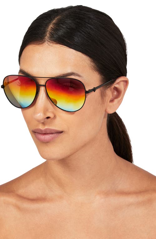 Shop Kurt Geiger London Shoreditch 62mm Oversize Aviator Sunglasses In Black Fuchsia/rainbow