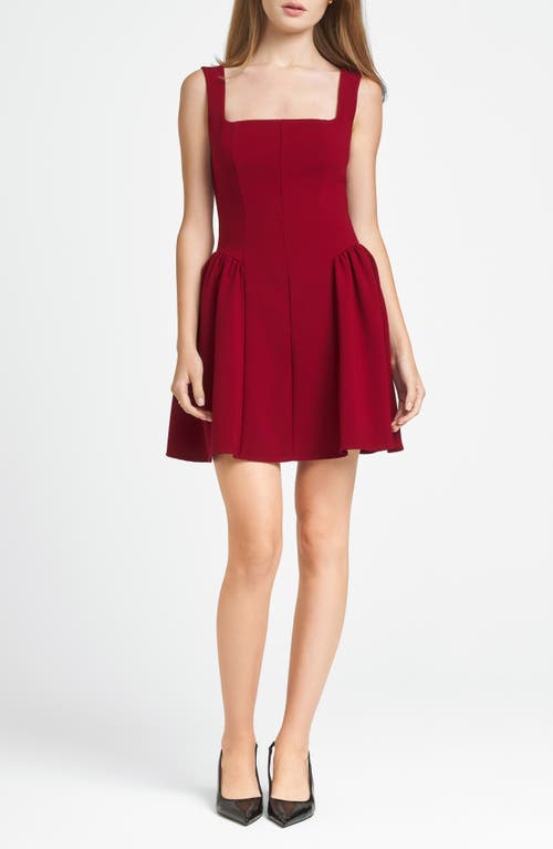 WAYF x CHÉRIE MADELEINE Mademoiselle Fit & Flare Minidress in Bordeaux 