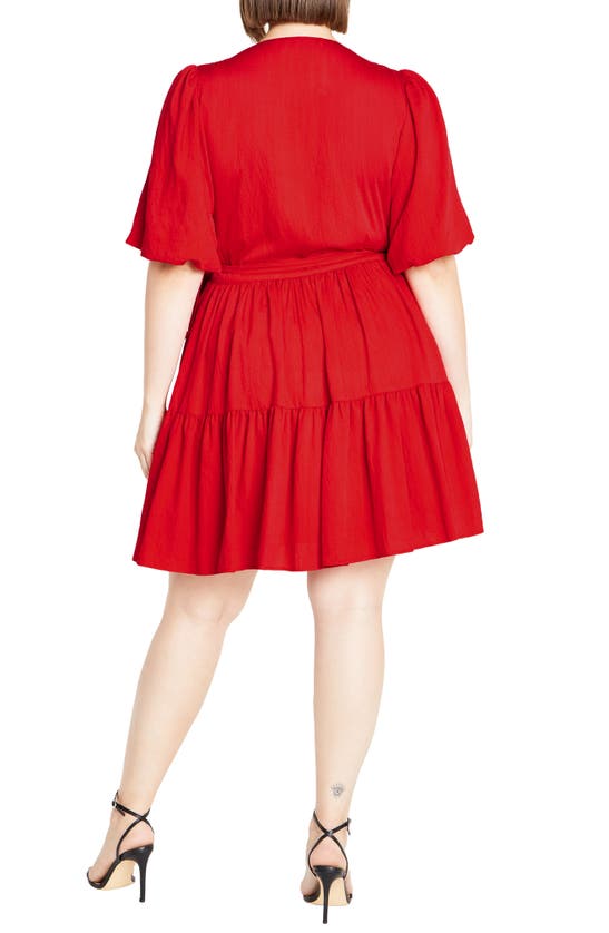 Shop City Chic Nikola Tiered Wrap Dress In Tango Red