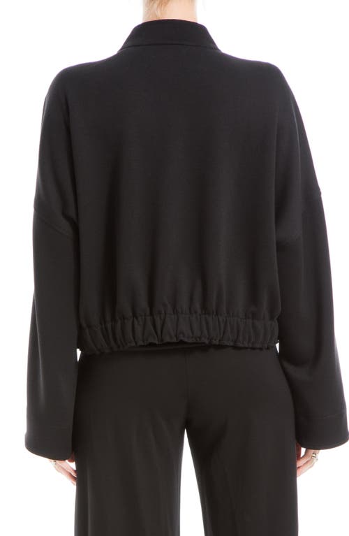 Max Studio Brushed Knit Cropped Bomber Jacket In Black
