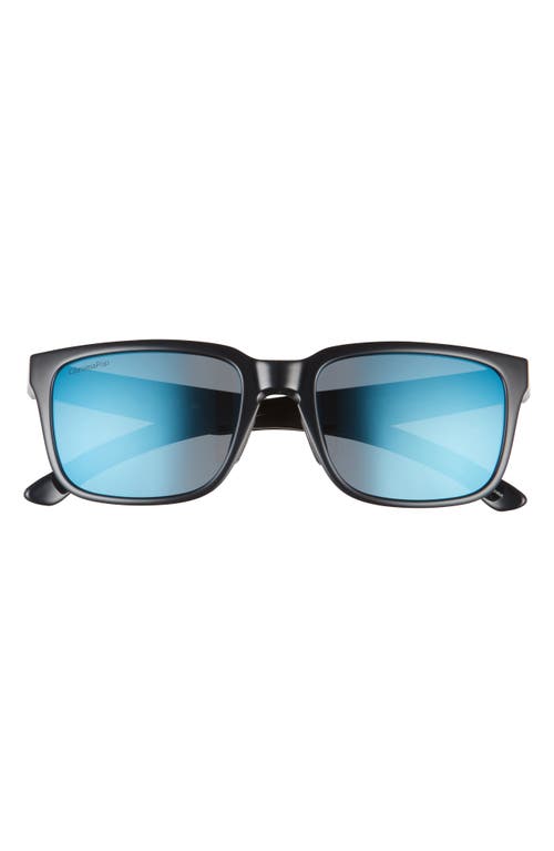 Smith Headliner 55mm Polarized Rectangle Sunglasses In Black/blue Mirror