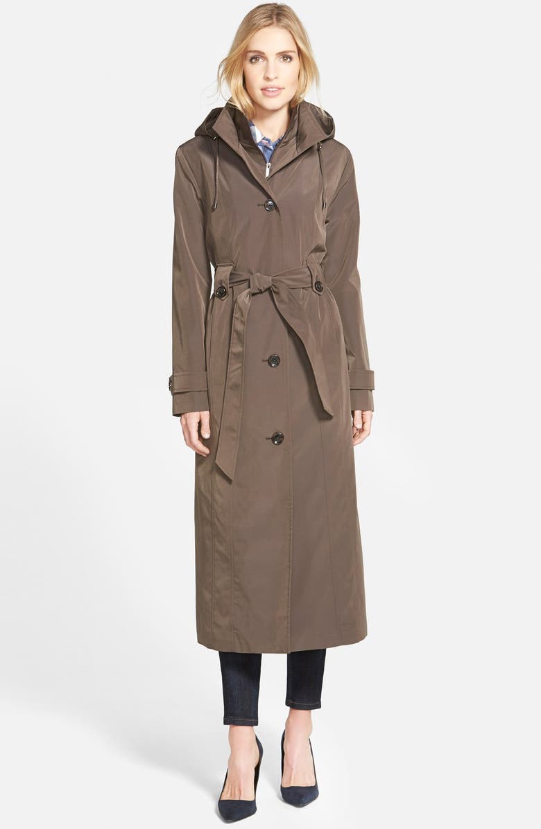 London Fog Long Single Breasted Trench Coat with Inset Bib (Online Only ...