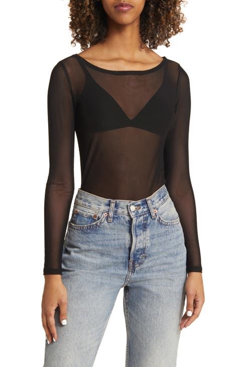 Women Floral Lace Tops with Bra, Low Cut Sheer Long Sleeve Pullovers Fitted  Crop Shirt, Sexy See Through Mesh Blouse (Black, S) at  Women's  Clothing store