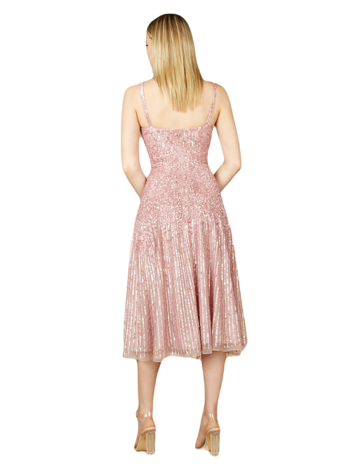 Lara New York Flowing, Sequin Midi Dress In Mauve