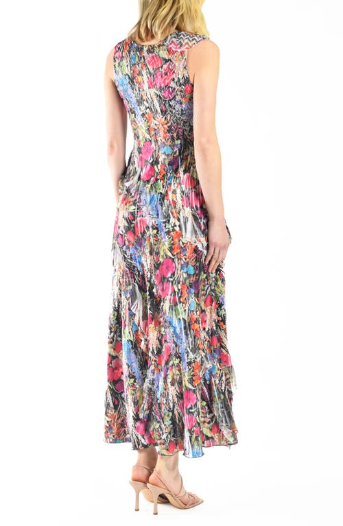 Shop Komarov Ruffle Chiffon & Charmeuse Maxi Dress In Lively Blooms