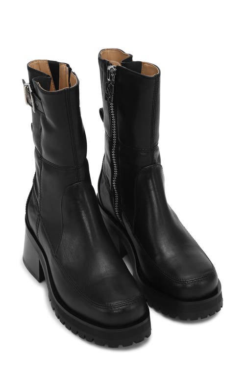 Shop Ganni Moc Toe Platform Bootie In Black