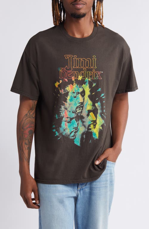 Jimi Hendrix Starburst Cotton Graphic T-Shirt in Black Pigment