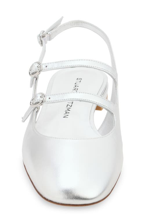 Shop Stuart Weitzman Benni Slingback Flat In Silver