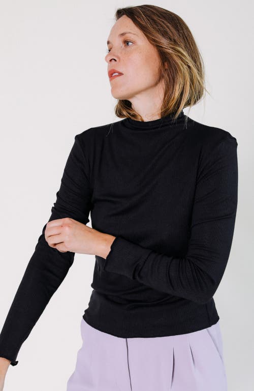 Poplinen Norma Modal Ribbed Turtleneck In Black
