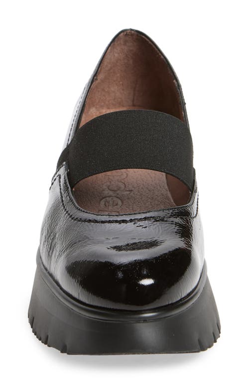 Wonders Platform Mary Jane Loafer In Black Patent Lea