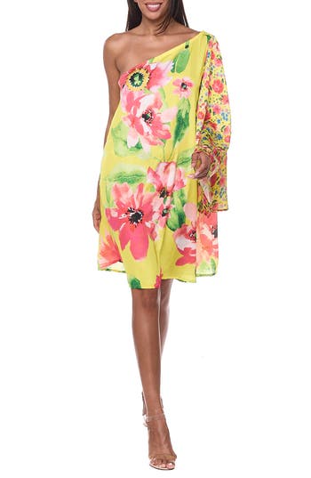 Ranee's Ranees One-shoulder Cover-up Dress In Yellow
