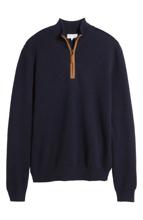 Lorenzo Uomo Merino Wool & Cashmere Bird's Eye Quarter Zip Sweater In Navy
