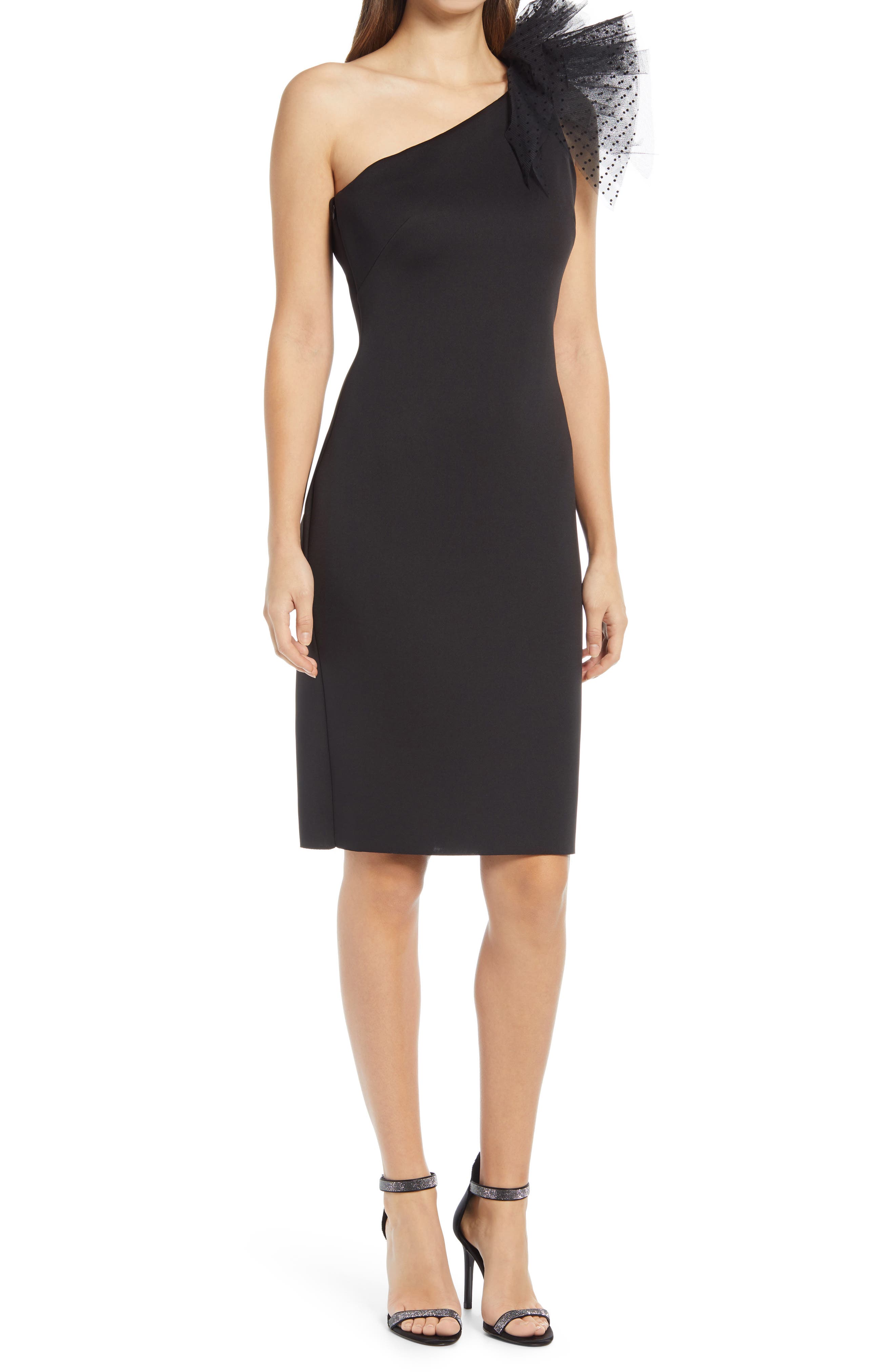 UPC 191899816046 product image for Eliza J One-Shoulder Scuba Dress in Black at Nordstrom, Size 2 | upcitemdb.com