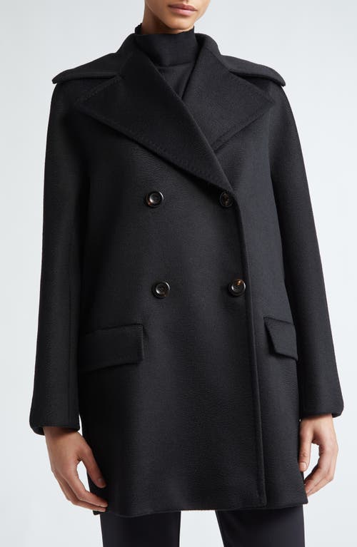 Shop Max Mara Kent Short Wool Peacoat In Black