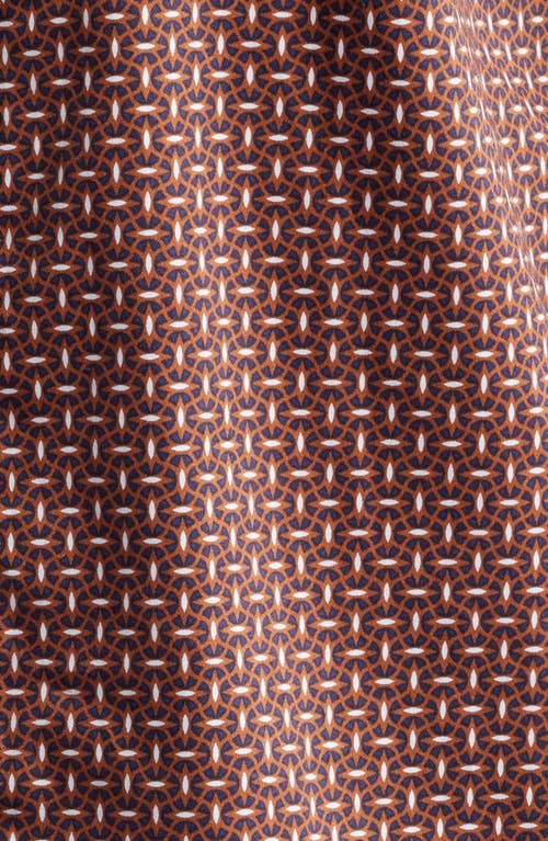 Johnston & Murphy Linked Ovals Print Button-up Shirt In Rust/navy