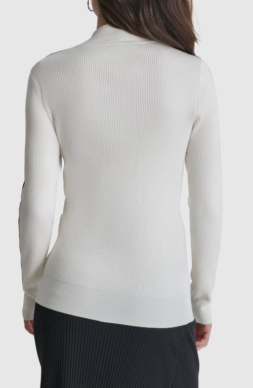 DKNY DKNY SLEEVE STRIPE HALF ZIP SWEATER 