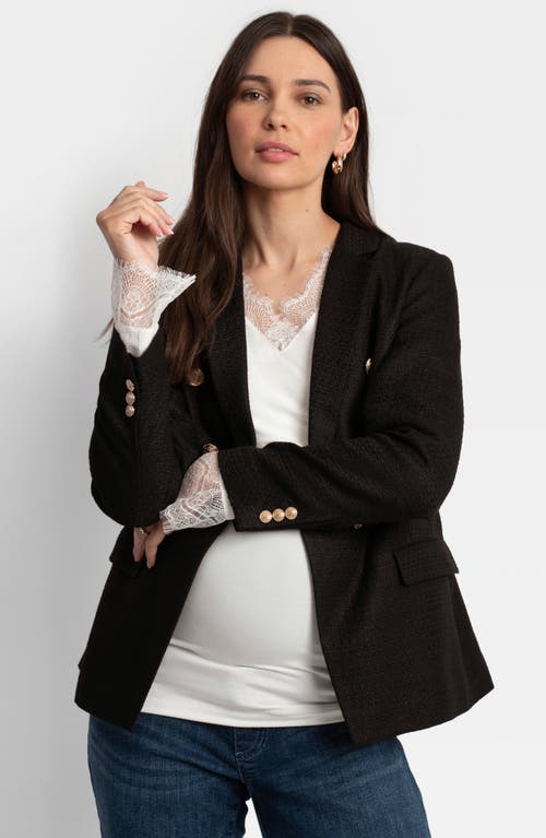 Shop Seraphine Tweed Maternity Blazer In Black