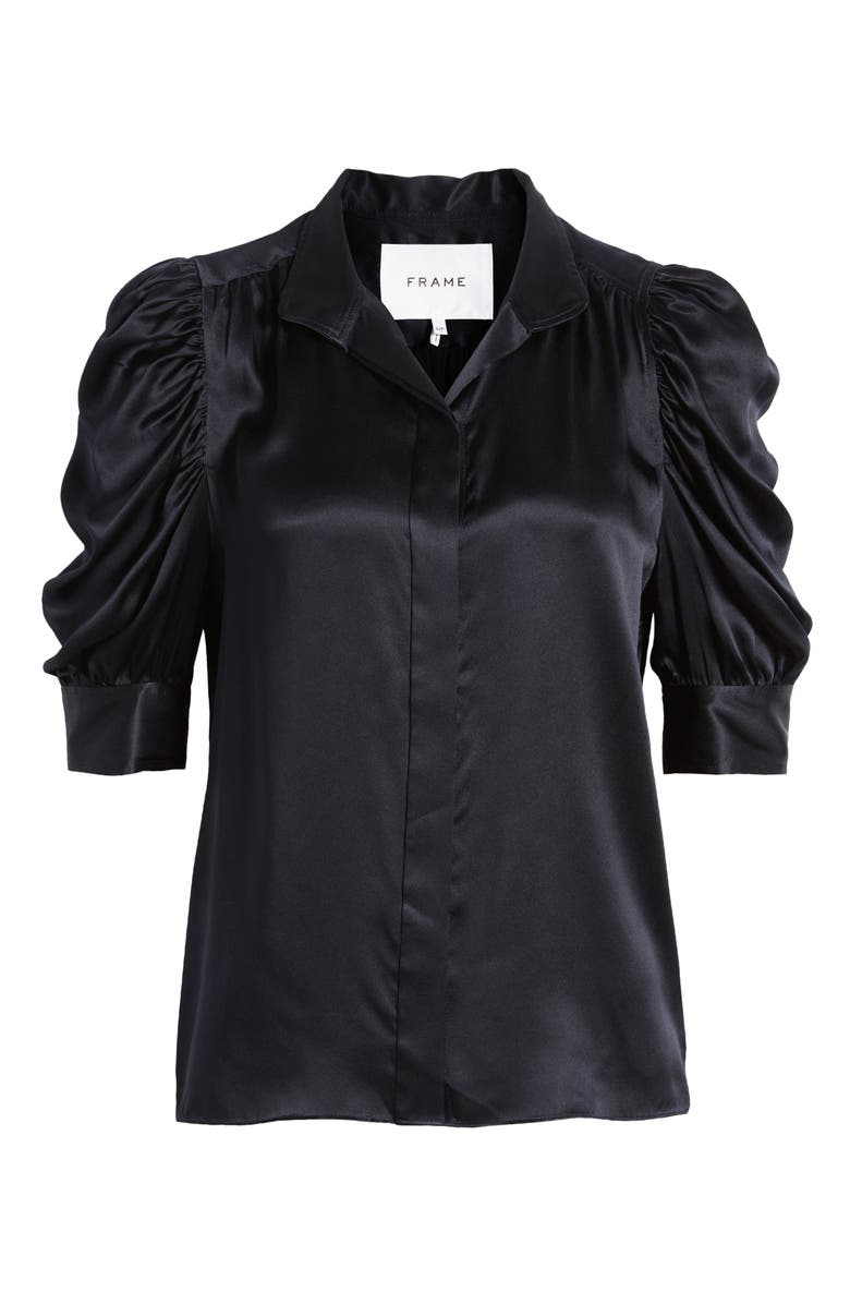 FRAME Gillian Three-Quarter Sleeve Silk Button-Up Shirt | Nordstrom
