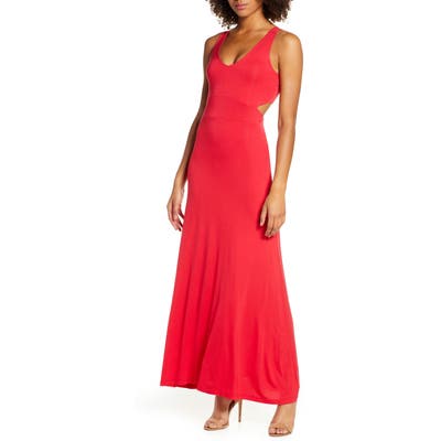 Fraiche By J Open Back Maxi Dress, Regular - Red