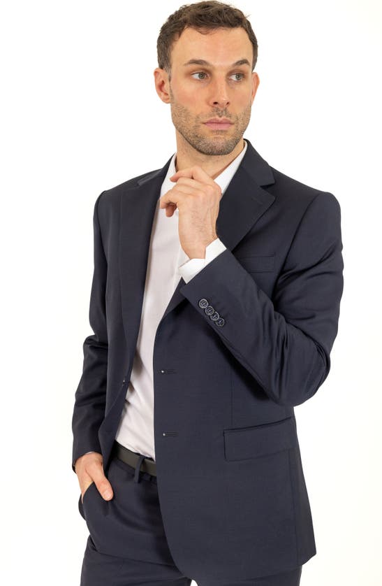 Pinoporte Trim Fit Wool Suit In Navy