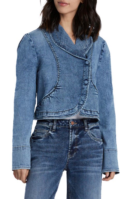 Wash Lab Denim Crop Denim Riding Jacket in Eliza Blue at Nordstrom, Size Medium