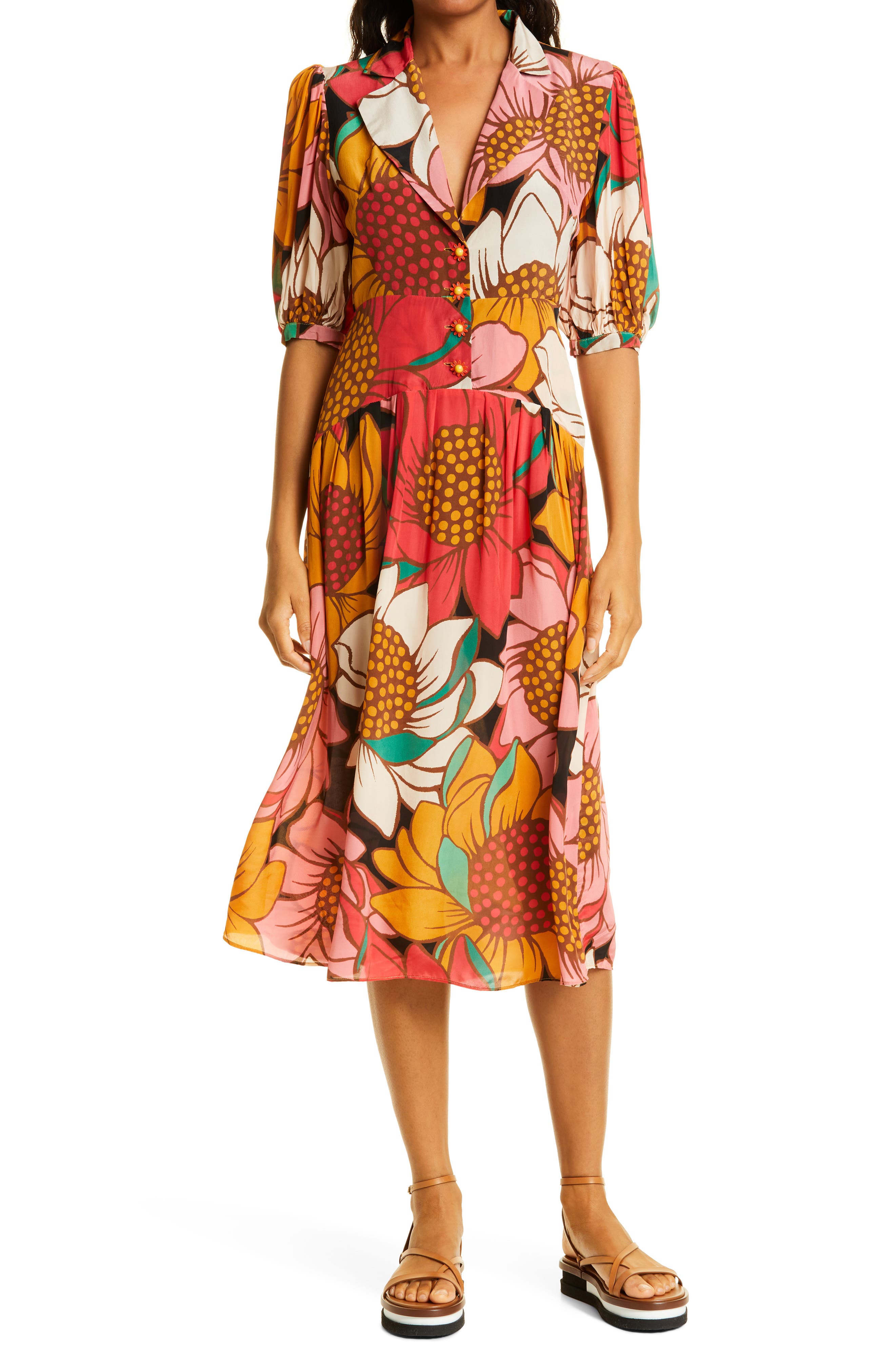 販促通販 - Her lip to Sunflower-Printed Midi Dress - 激安販売品