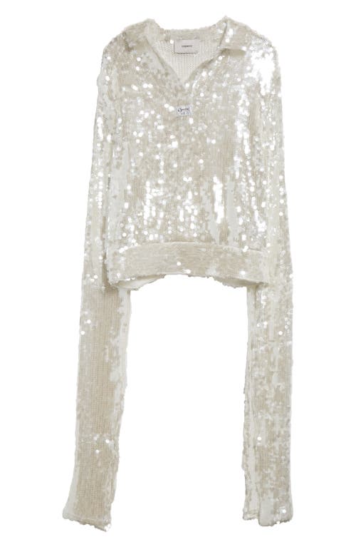 Shop Coperni Knotted Sequins Sheer Top In White