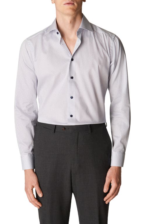 Eton Slim Fit Dot Dress Shirt in White/Navy at Nordstrom, Size 17.5