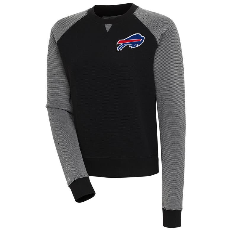 Shop Antigua Black Buffalo Bills Flier Bunker Tri-blend Pullover Sweatshirt