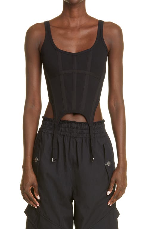 Dion Lee Ribbed Combat Corset Tank Top in Black
