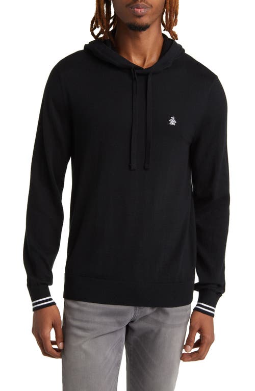 Soft Cotton Hooded Sweater in True Black