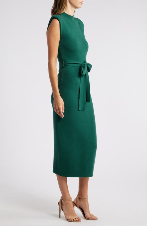 Shop Zoe And Claire Mock Neck Sleeveless Midi Sweater Dress In Hunter Green