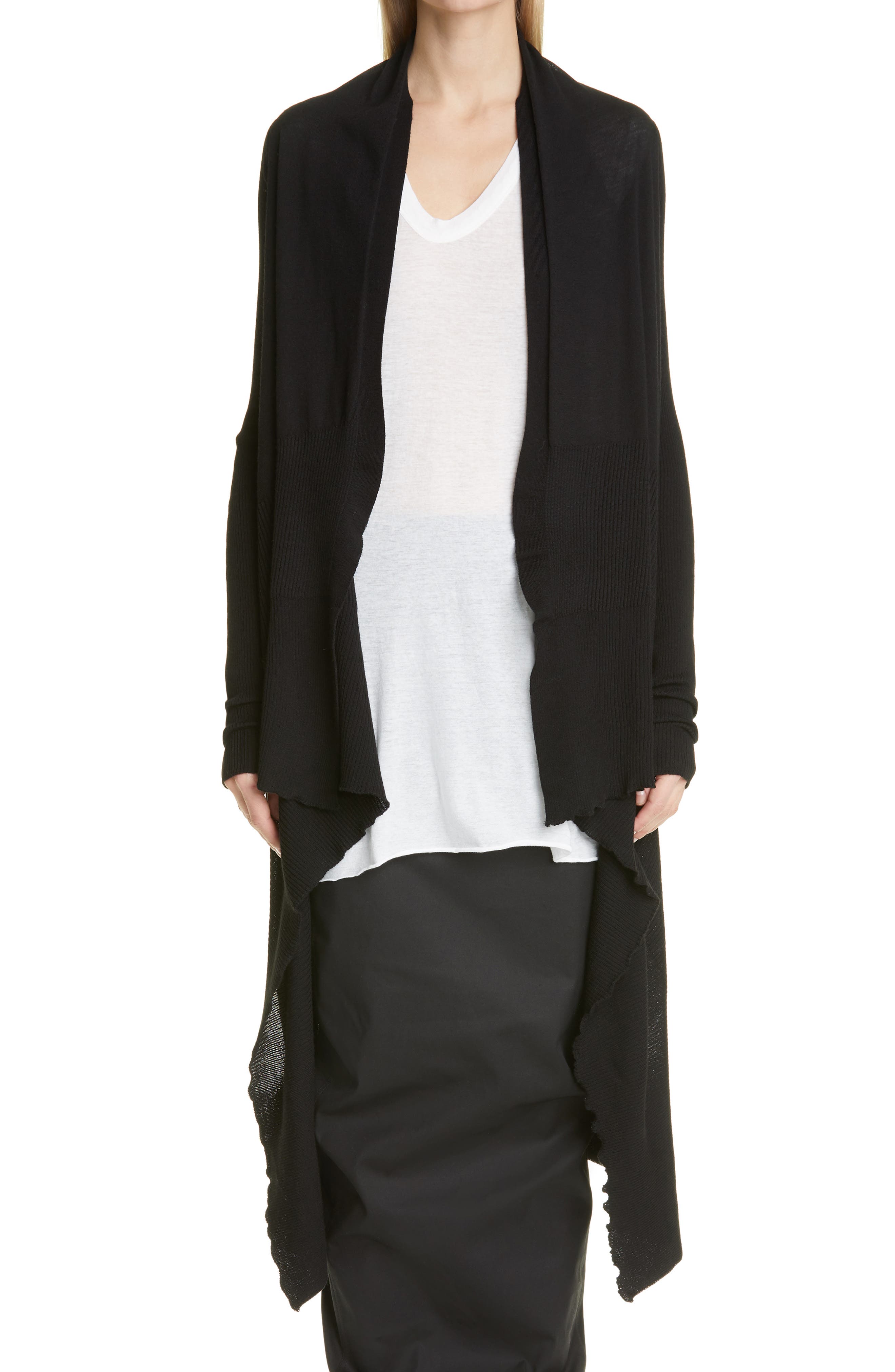 Women's Rick Owens Long Wool Wrap Cardigan | Smart Closet