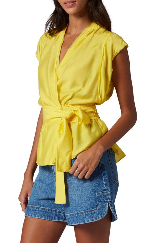 Shop Joie Ashlele Tie Waist Wrap Top In Empire Yellow