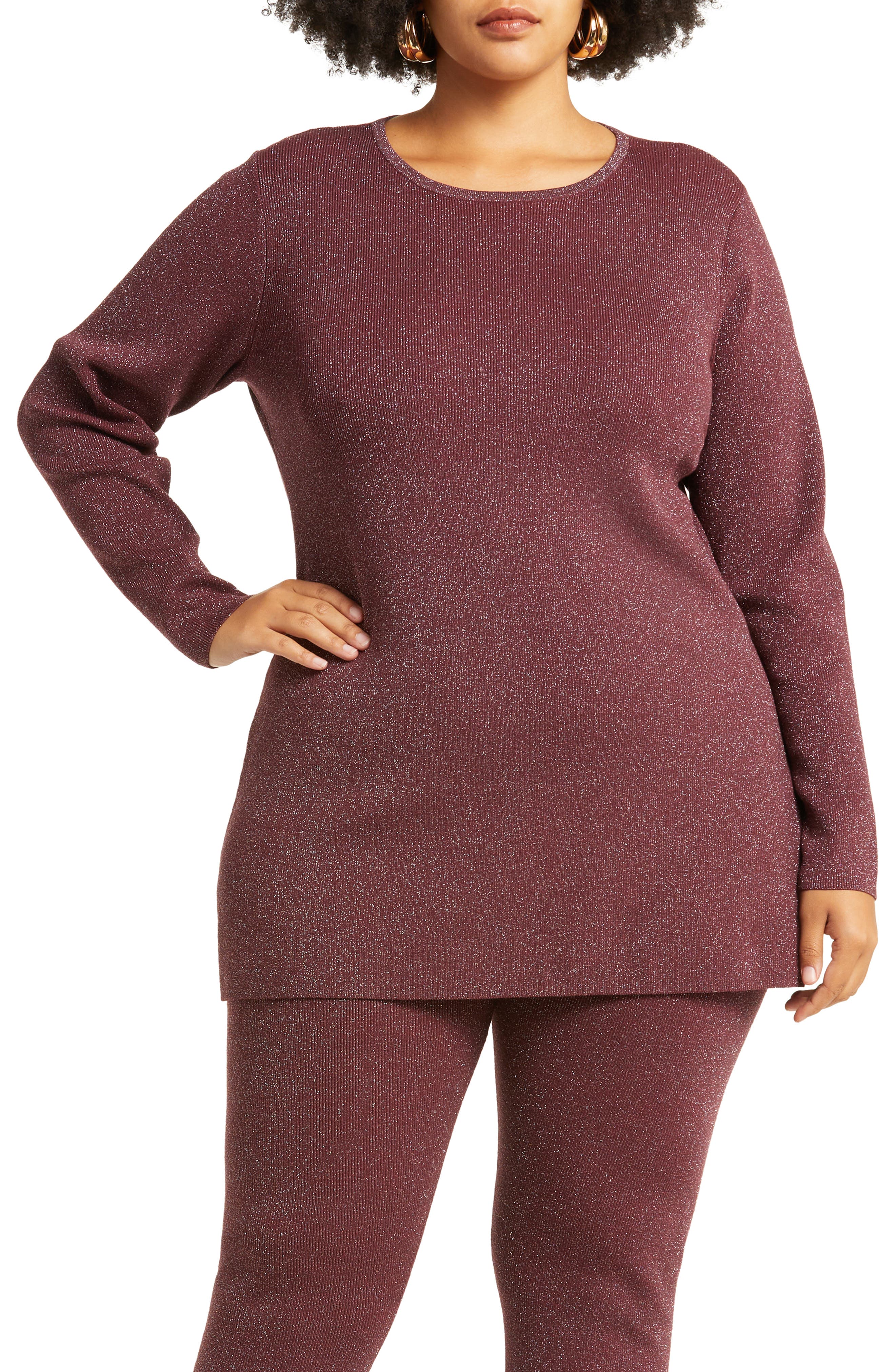 Open Edit Sparkle Tunic Sweater | Nordstrom
