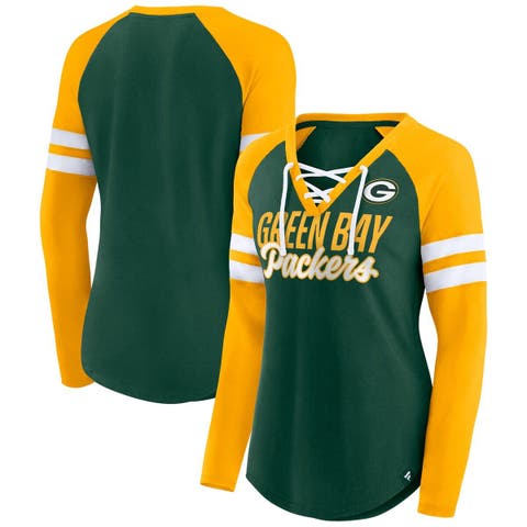 Men's Nike Gold/Green Green Bay Packers Throwback Raglan Long Sleeve T-Shirt Size: Small