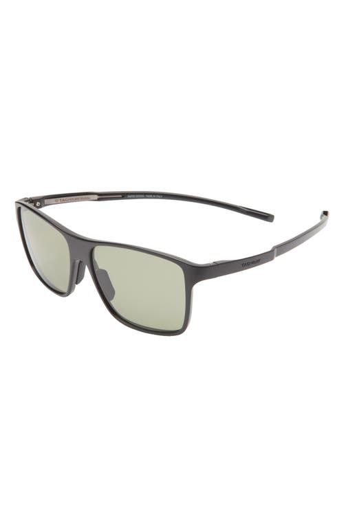 Shop Tag Heuer Bolide 57mm Rectangular Sport Sunglasses In Matte Black/green Polarized