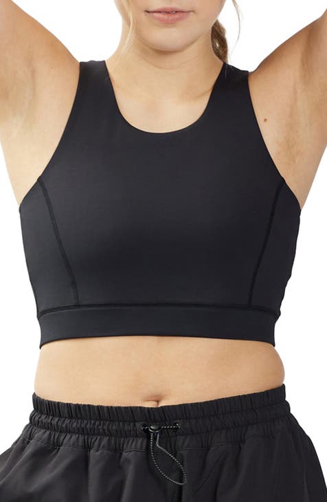 TomboyX Sports Bra, High Impact Full Support, Wirefree Athletic Top,Womens  Plus Size Inclusive Bras, (XS-6X) Black Small