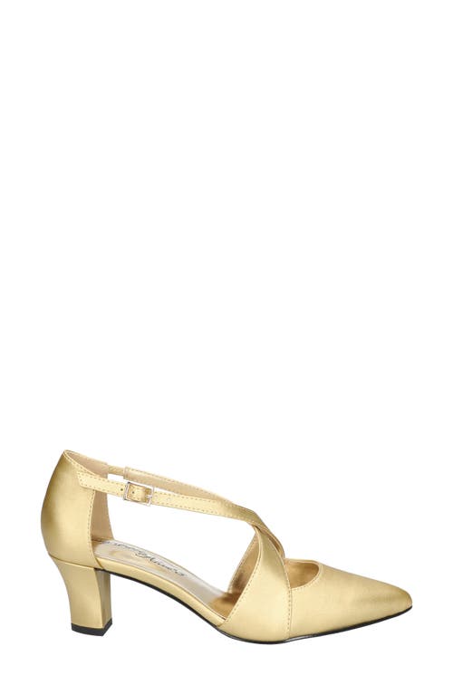 Easy Street Women's Elegance Cross Strap Front Pumps In Gold Satin