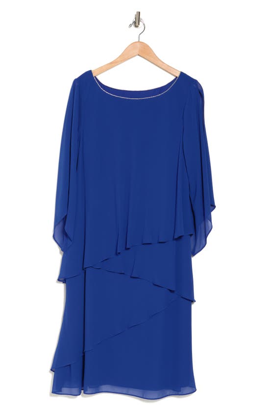 Marina Chiffon Tiered Cutaway Dress In Cobalt