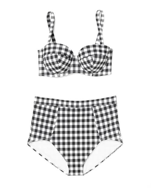 Shop Adore Me Vivien Swimwear High-waist Bikini Bottom In Plaid Black