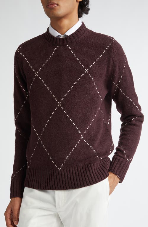 Shop Eleventy Argyle Wool Crewneck Sweater In Barolo Sand