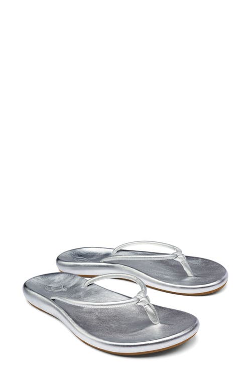 Olukai Huawai Flip Flop In Silver/silver