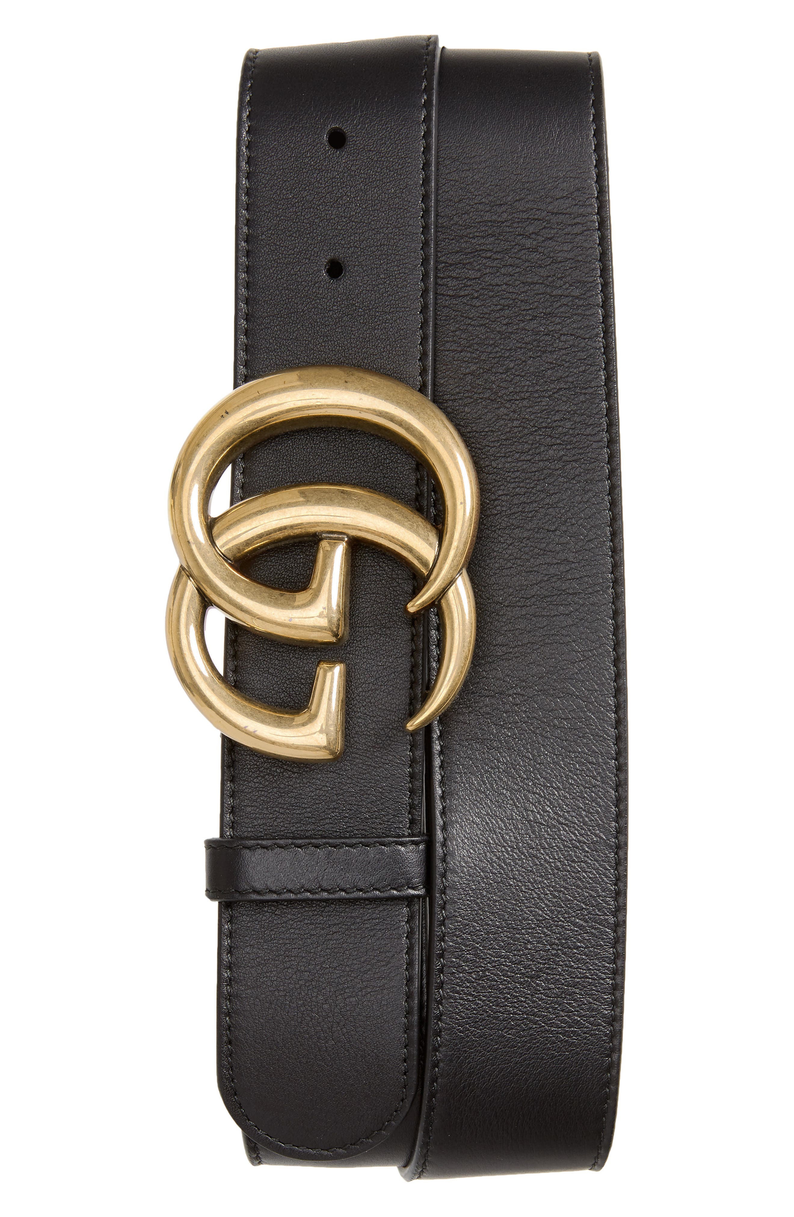 gg black leather belt