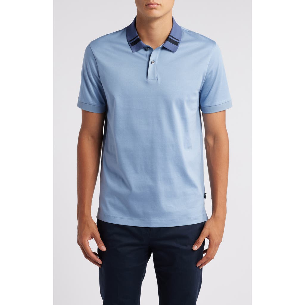 Shop Hugo Boss Boss Phillipson Slim Fit Polo In Open Blue