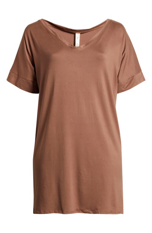 Shop 24seven Comfort Apparel Loose Fit Jersey T-shirt Dress In Mocha