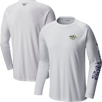 Men's Columbia Navy Dallas Cowboys Big & Tall PFG Terminal Tackle Logo Raglan Omni-Wick Long Sleeve T-Shirt