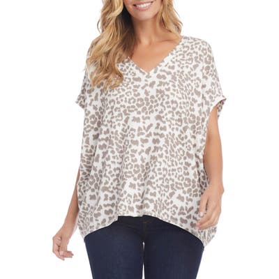 Karen Kane Leopard Print Short Sleeve Top, Ivory