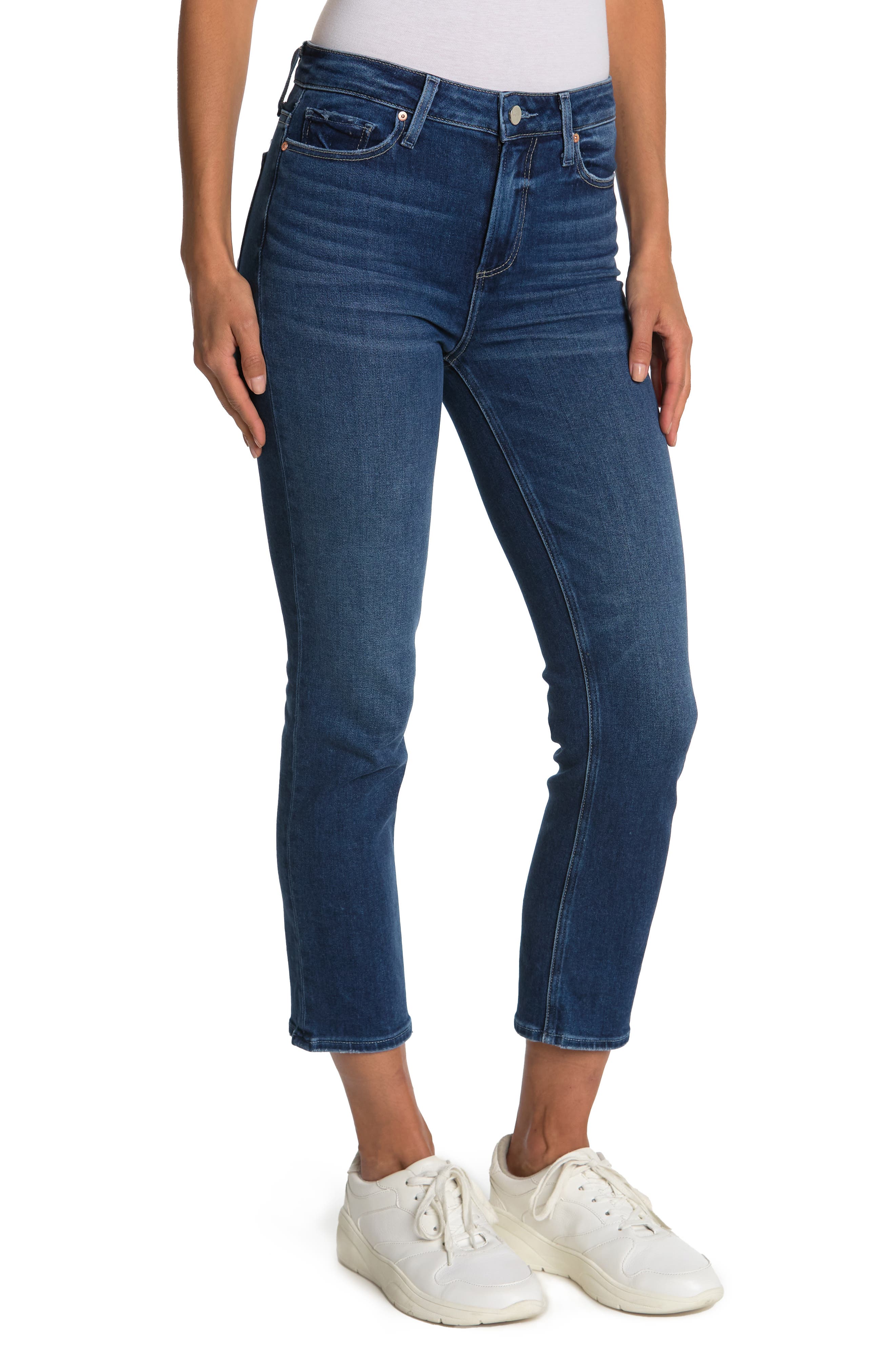 PAIGE Synthetic Cindy High-waisted Cropped Jeans in Blue Womens Clothing Jeans Capri and cropped jeans 
