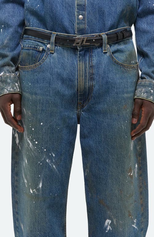 Shop Helmut Lang Painted Denim Wide Leg Jeans In Mid Indigo Painter